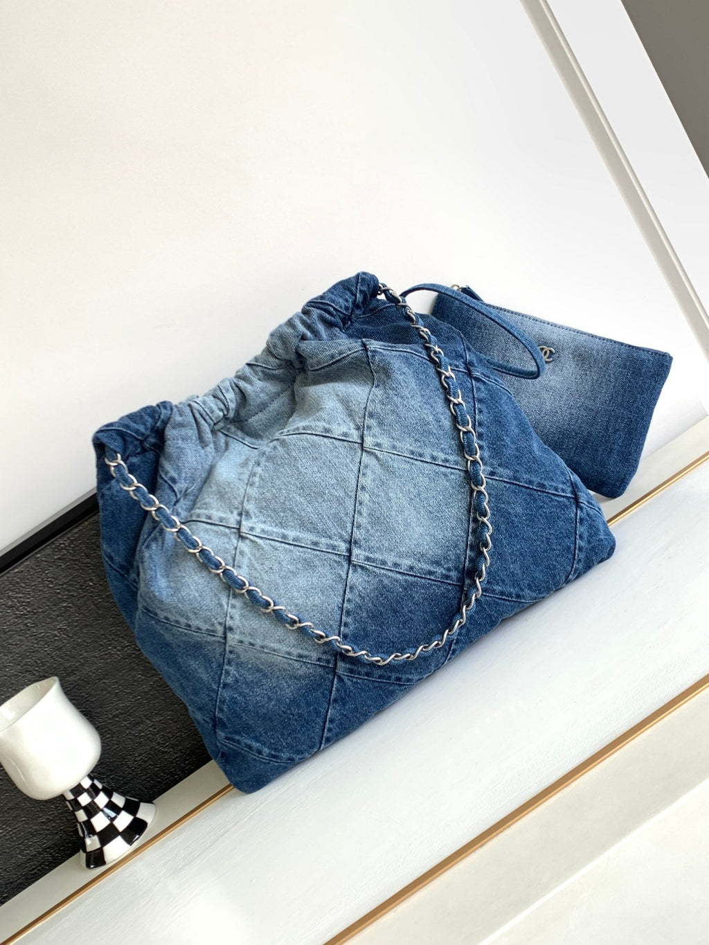 CHANEL HOBO 39CM JEAN SILVER HARDWARE