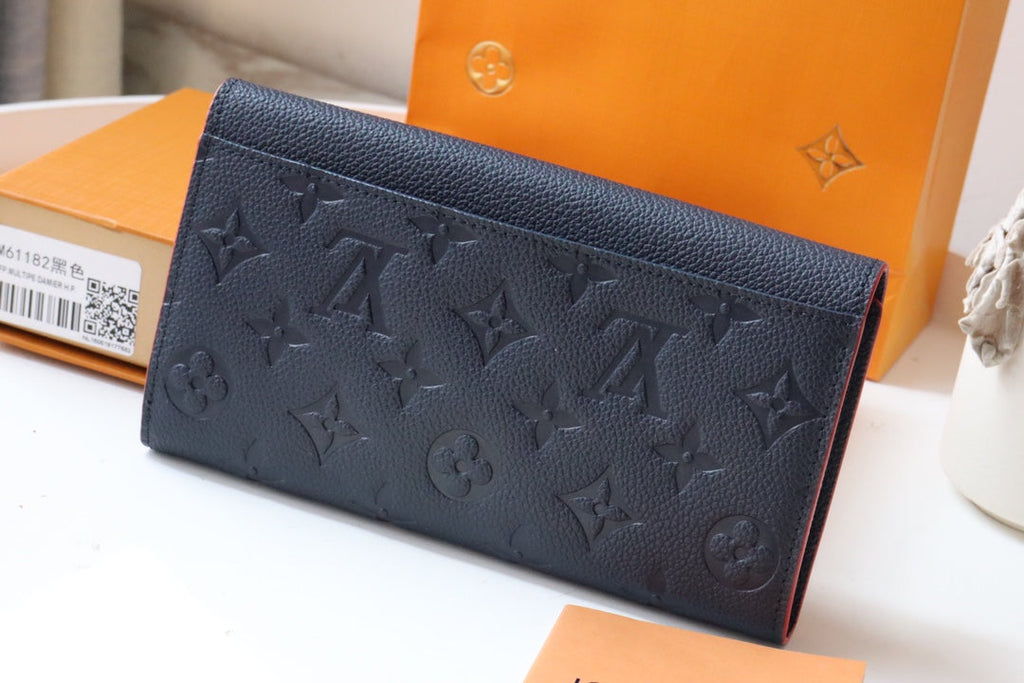 LOUIS VUITTON LV SARAH WALLET MONOGRAM EMPREINTE LEATHER 19CM BLACK RED