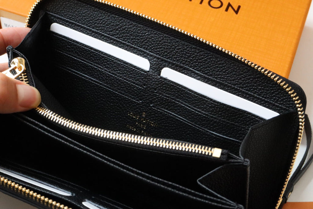 LOUIS VUITTON LV ZIPPY WALLET LONG PURSE BLACK MONOGRAM EMPREINTE LEATHER