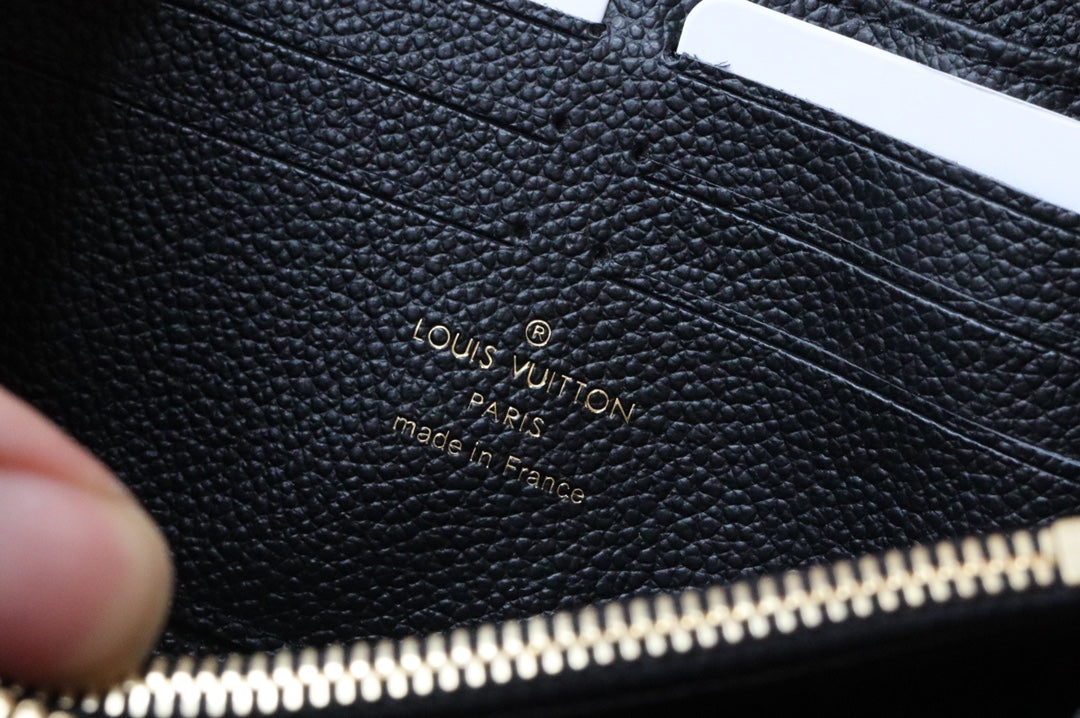 LOUIS VUITTON LV ZIPPY WALLET LONG PURSE BLACK MONOGRAM EMPREINTE LEATHER