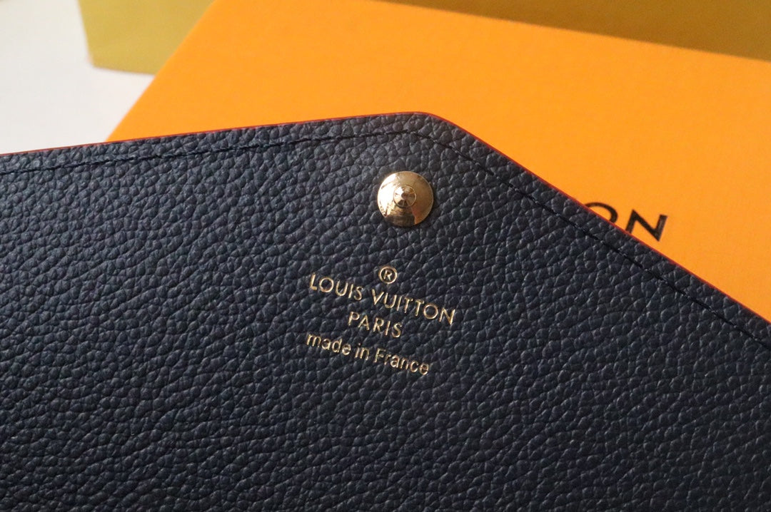 LOUIS VUITTON SARAH WALLET BLACK RED MONOGRAM EMPREINTE 19CM