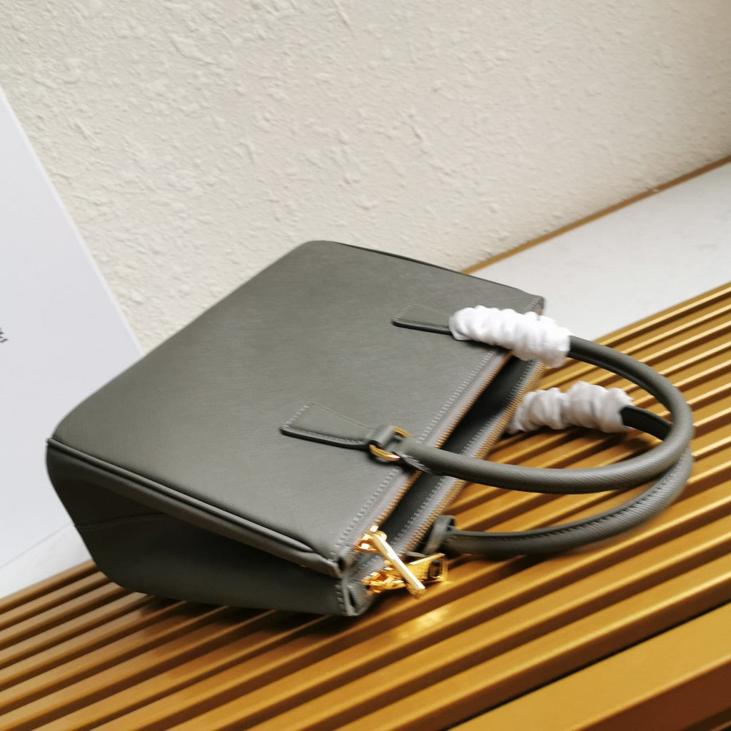 PRADA MEDIUM GALLERIA 28 GREY SAFFIANO LEATHER
