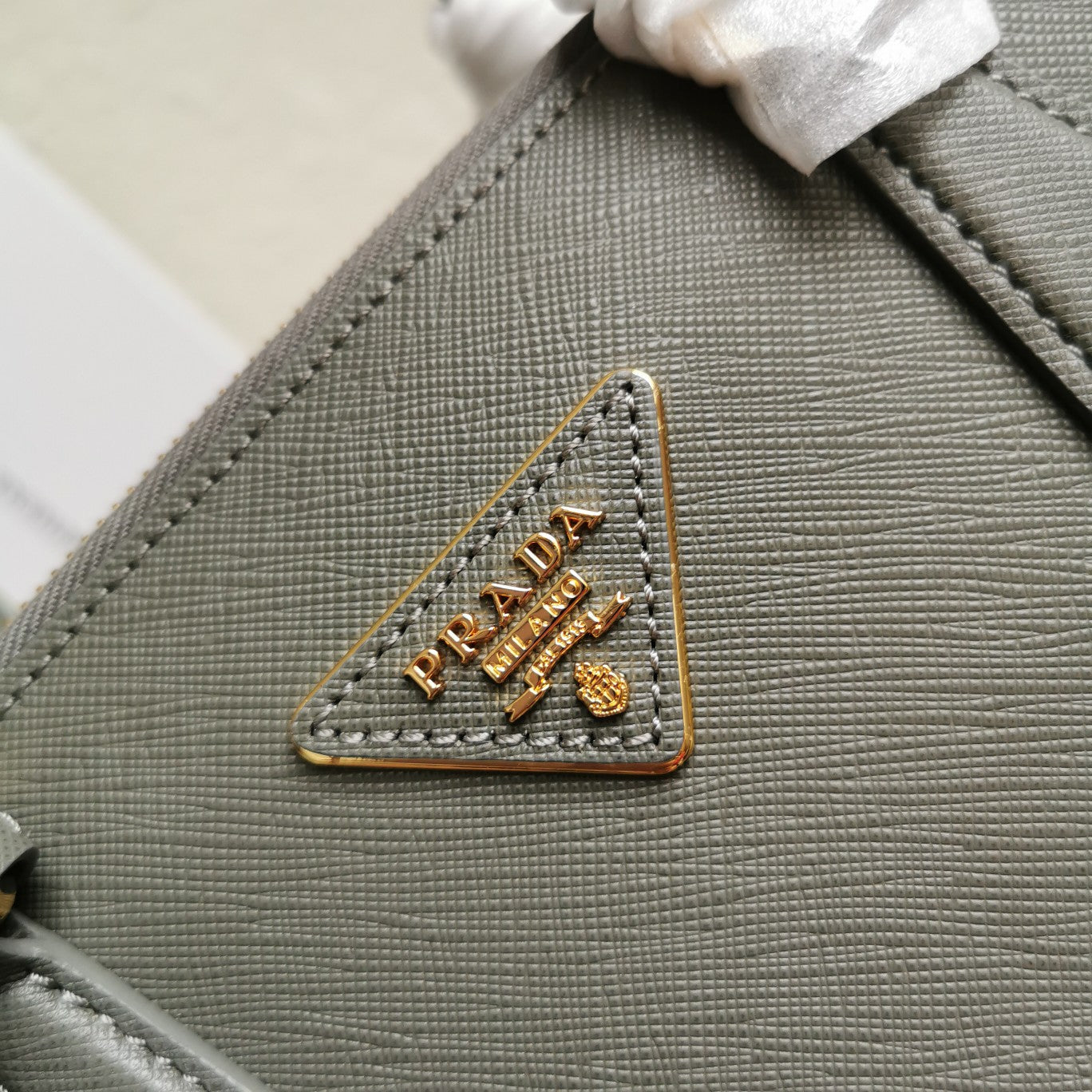 PRADA MEDIUM GALLERIA 28 GREY SAFFIANO LEATHER