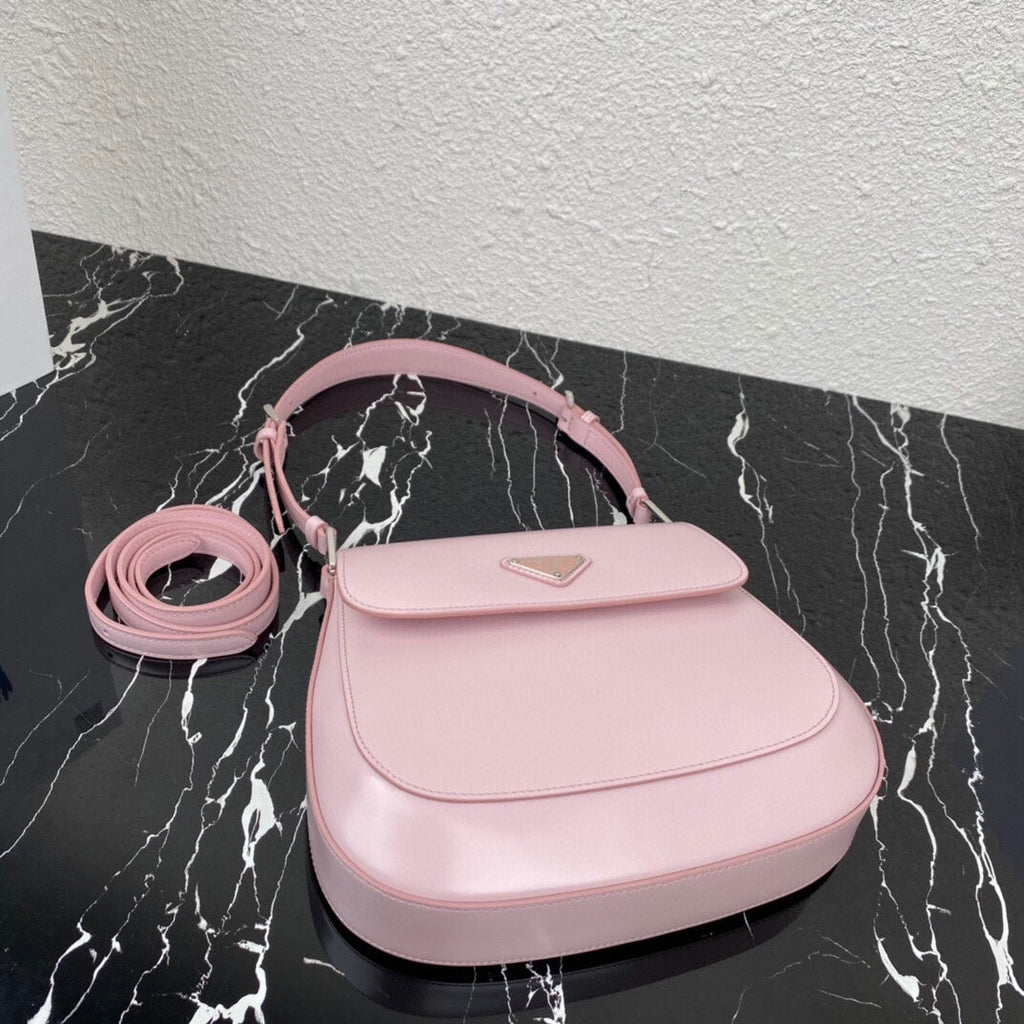 PRADA CLEO 24 PINK BRUSHED LEATHER SHOULDER BAG