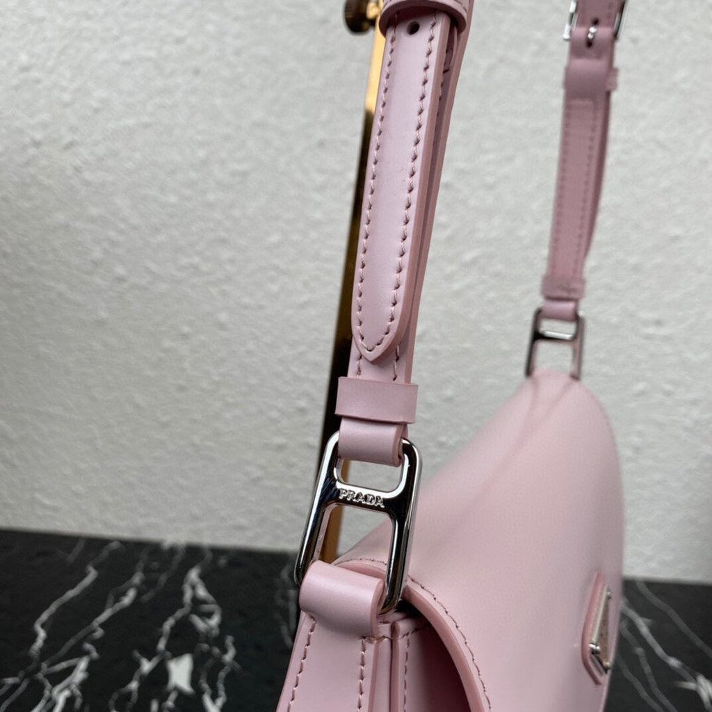 PRADA CLEO 24 PINK BRUSHED LEATHER SHOULDER BAG