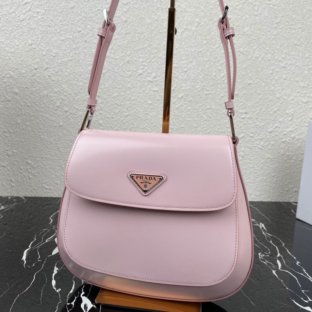 PRADA CLEO 24 PINK BRUSHED LEATHER SHOULDER BAG