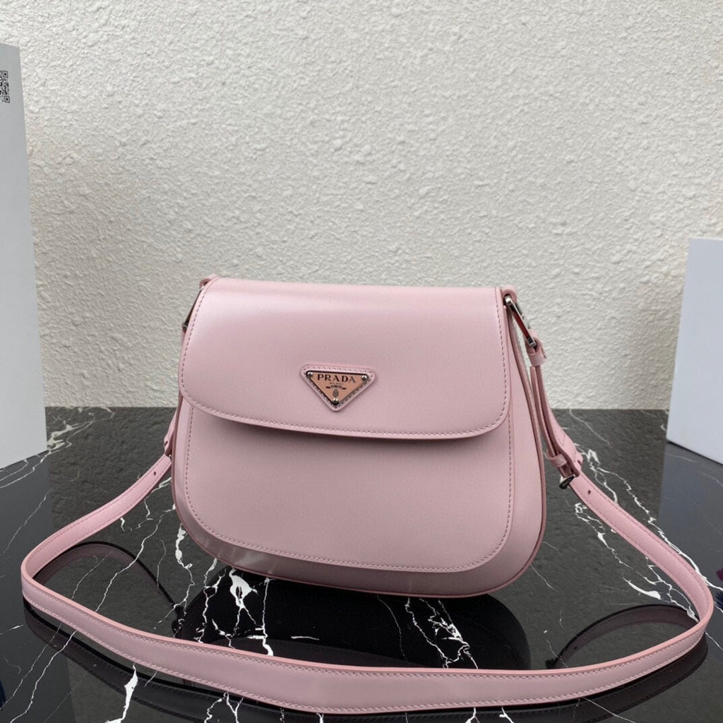 PRADA CLEO 24 PINK BRUSHED LEATHER SHOULDER BAG