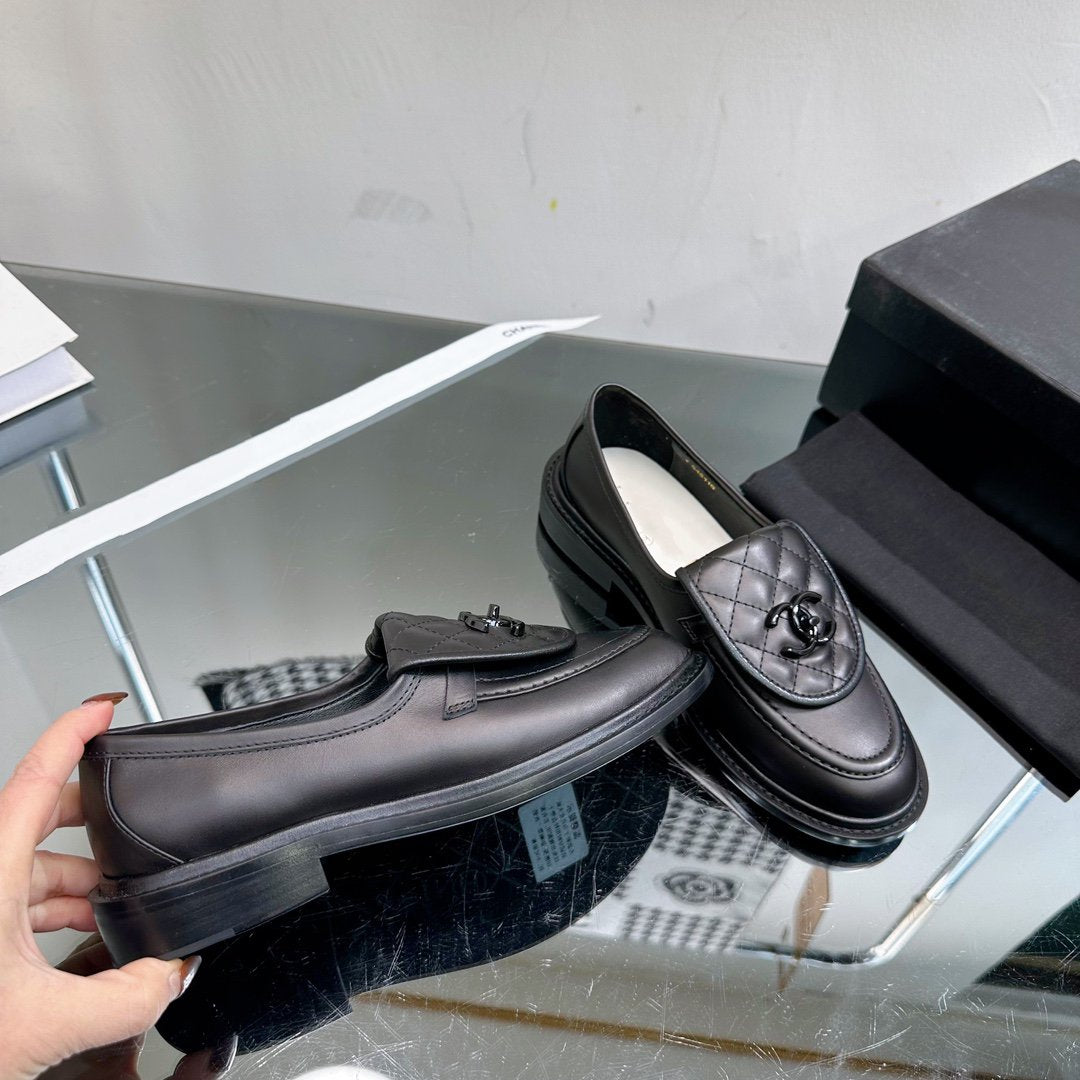 CHANEL Moasins Black Quilted Calfskin