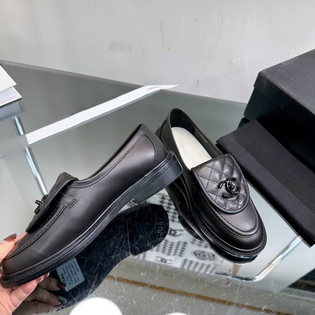 CHANEL Moasins Black Quilted Calfskin