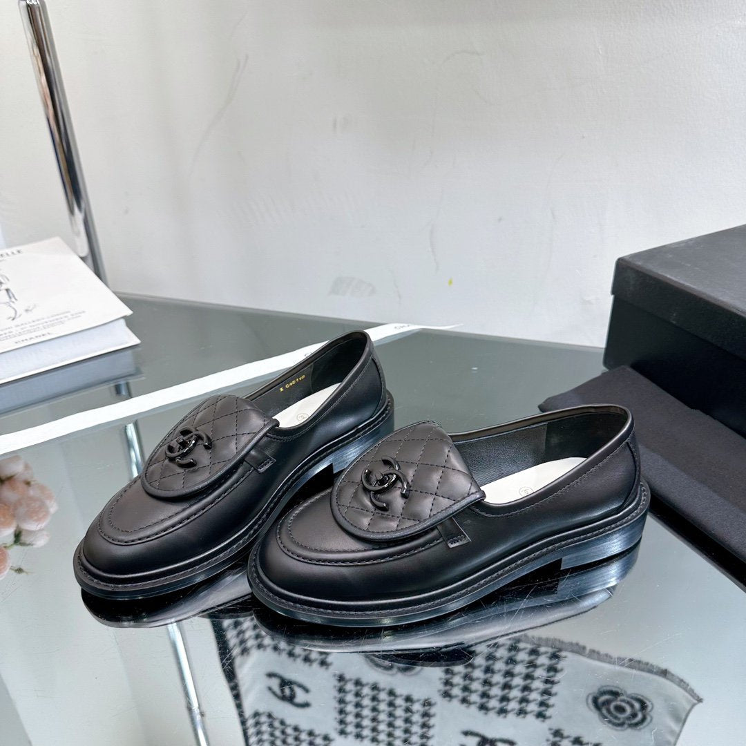 CHANEL Moasins Black Quilted Calfskin