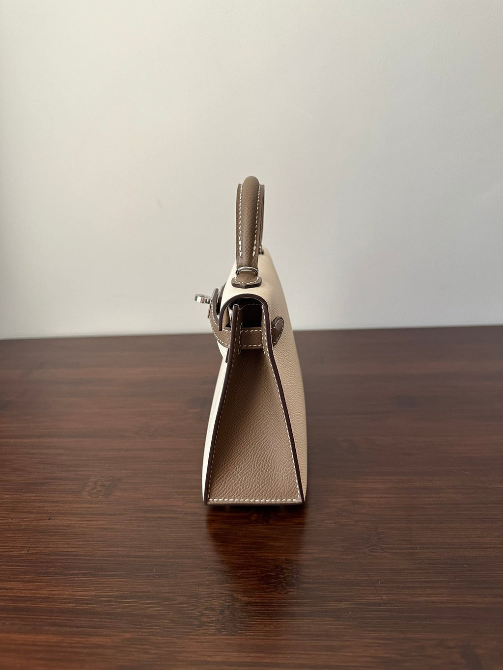 HERMES KELLY MINI 20 WHITE ETAIN EPSOM SILVER HARDWARE