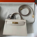 HERMES KELLY MINI 20 WHITE CHEVRE GOLD HARDWARE