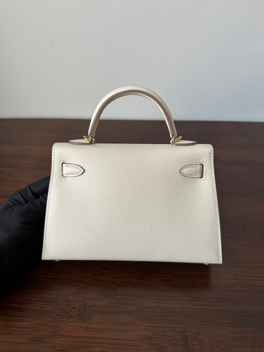 HERMES KELLY MINI 20 WHITE CHEVRE GOLD HARDWARE