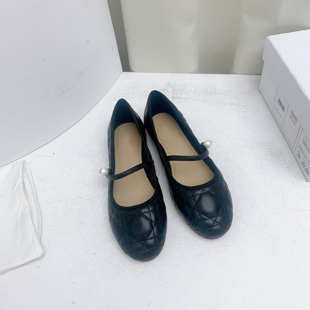 DIOR CD BALLET FLAT BLACK MOP MIDDLE