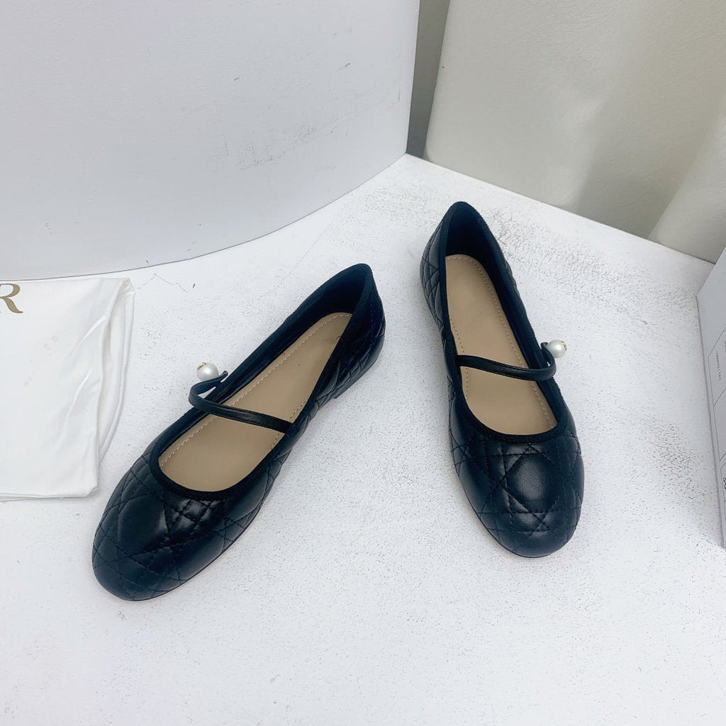 DIOR CD BALLET FLAT BLACK MOP MIDDLE