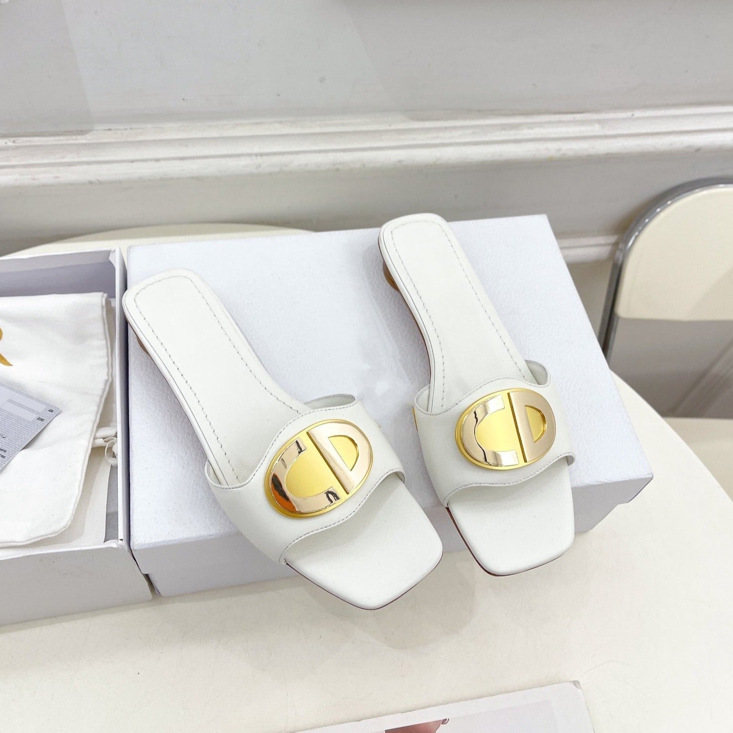 DIOR CD FOREVER HEELED 1.5CM WHITE