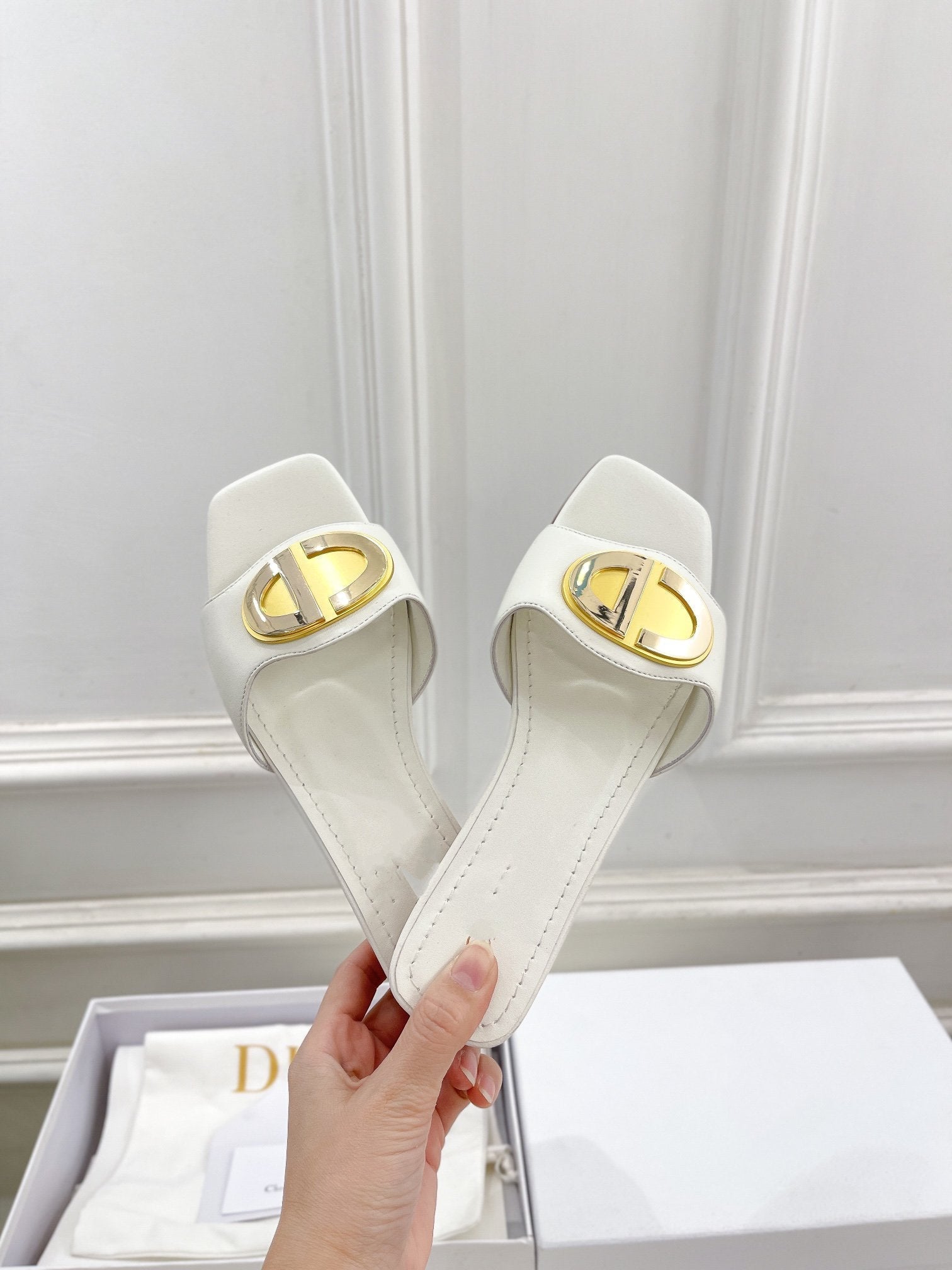 DIOR CD FOREVER HEELED 1.5CM WHITE