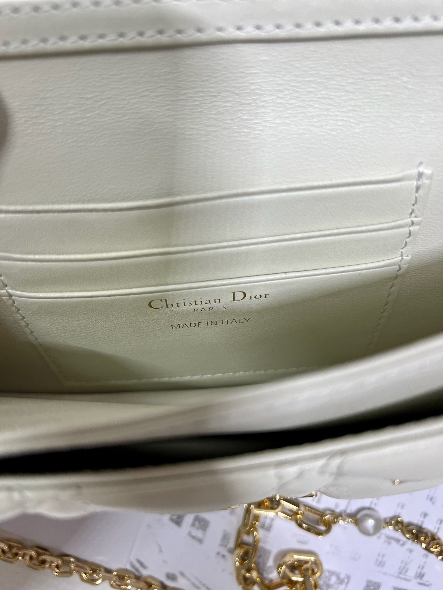 DIOR MISS LADY 21 BUTTERFLY STUD WHITE LAMBSKIN