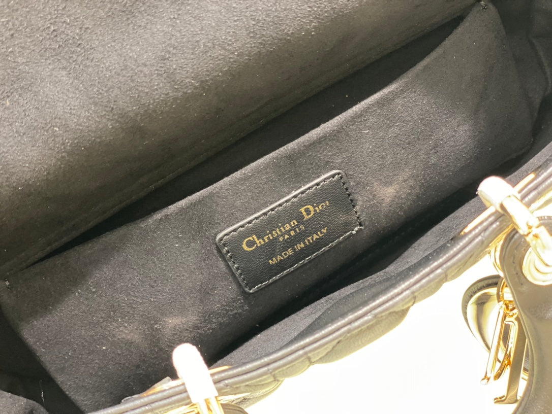 DIOR MEDIUM LADY D-JOY 26 BLACK LAMBSKIN