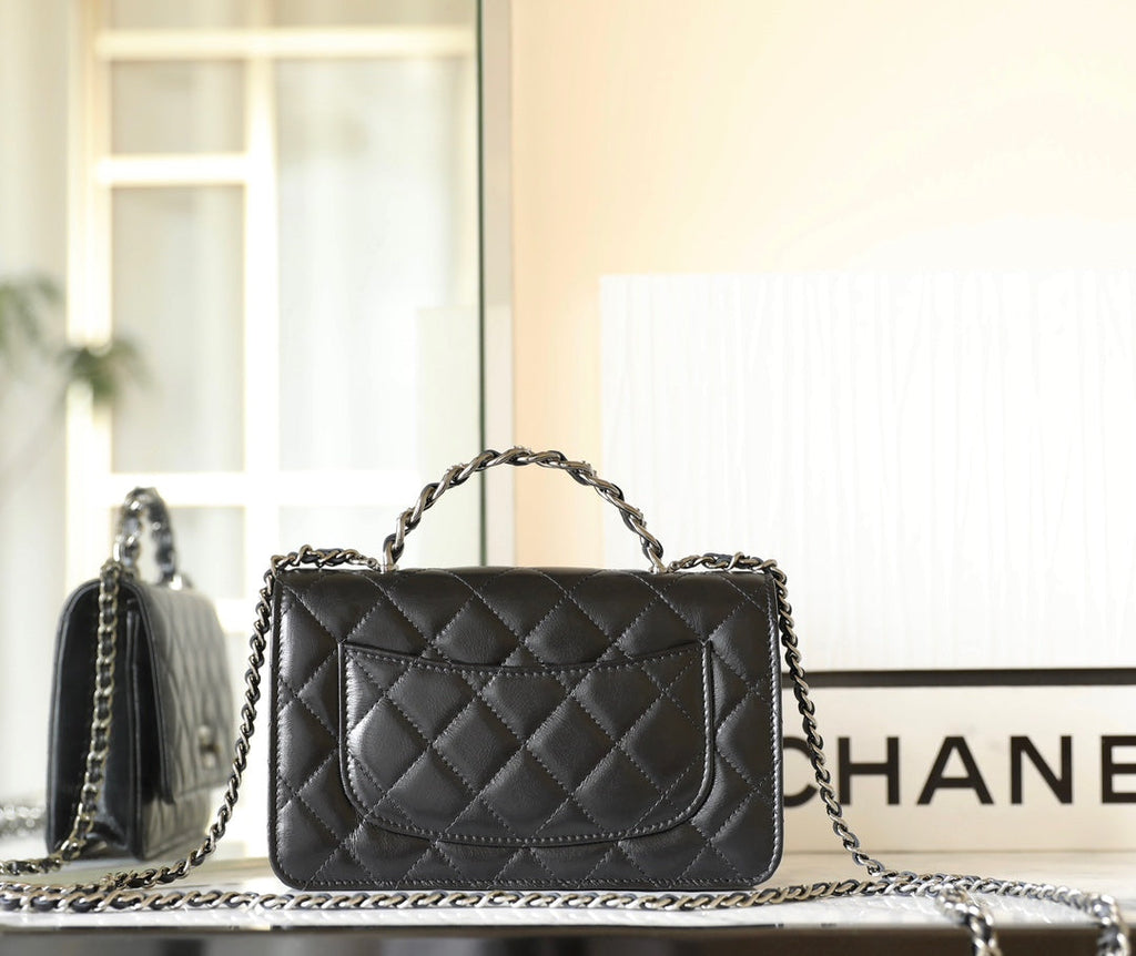 CHANEL WOC 19 BLACK LAMBSKIN SILVER HARDWARE