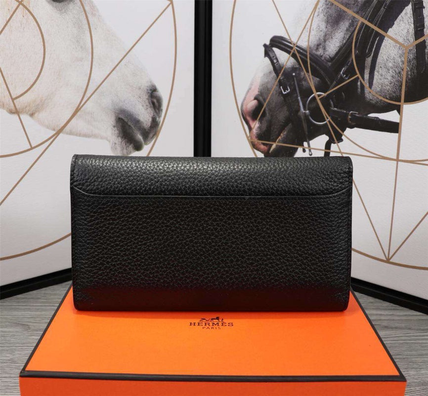 HERMES CLUTCH CONSTANCE 20.5 BLACK CALFSKIN SILVER HARDWARE