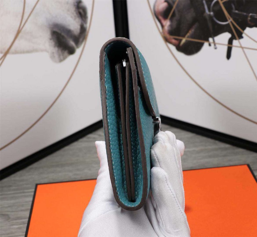 HERMES CLUTCH CONSTANCE 20.5 SAPPHIRE CALFSKIN SILVER HARDWARE
