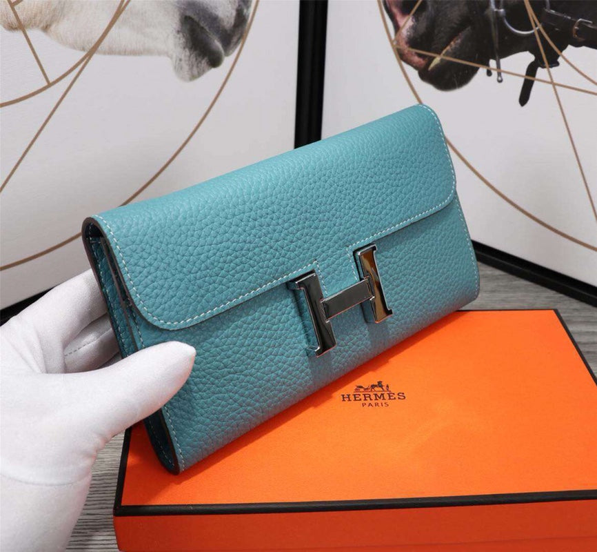 HERMES CLUTCH CONSTANCE 20.5 SAPPHIRE CALFSKIN SILVER HARDWARE