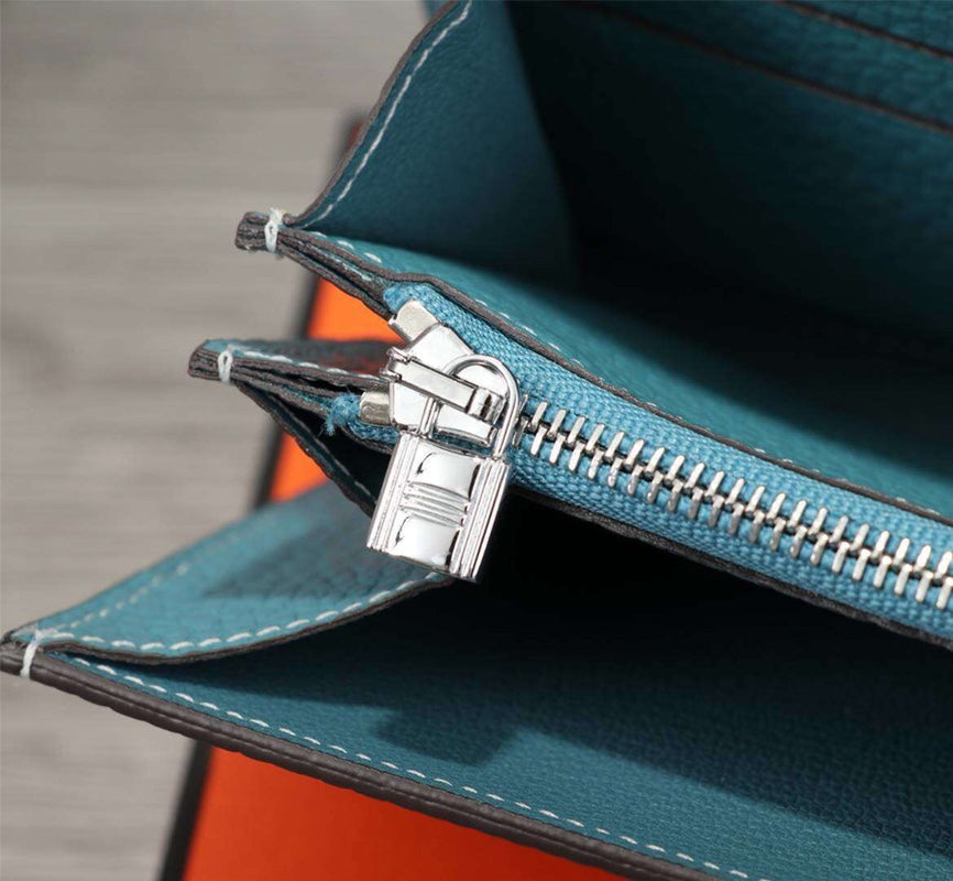 HERMES CLUTCH CONSTANCE 20.5 SAPPHIRE CALFSKIN SILVER HARDWARE