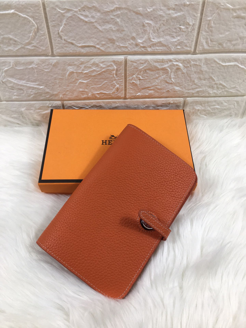 HERMES DOGON WALLET 20 ORANGE GRAINED CALFSKIN