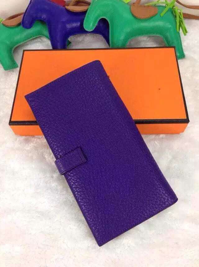 HERMES BEARN WALLET 17.5 PURPLE TOGO SILVER HARDWARE