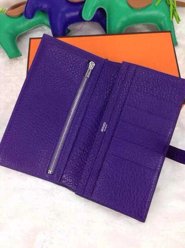 HERMES BEARN WALLET 17.5 PURPLE TOGO SILVER HARDWARE