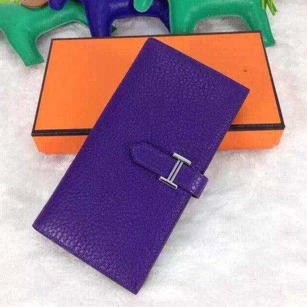 HERMES BEARN WALLET 17.5 PURPLE TOGO SILVER HARDWARE