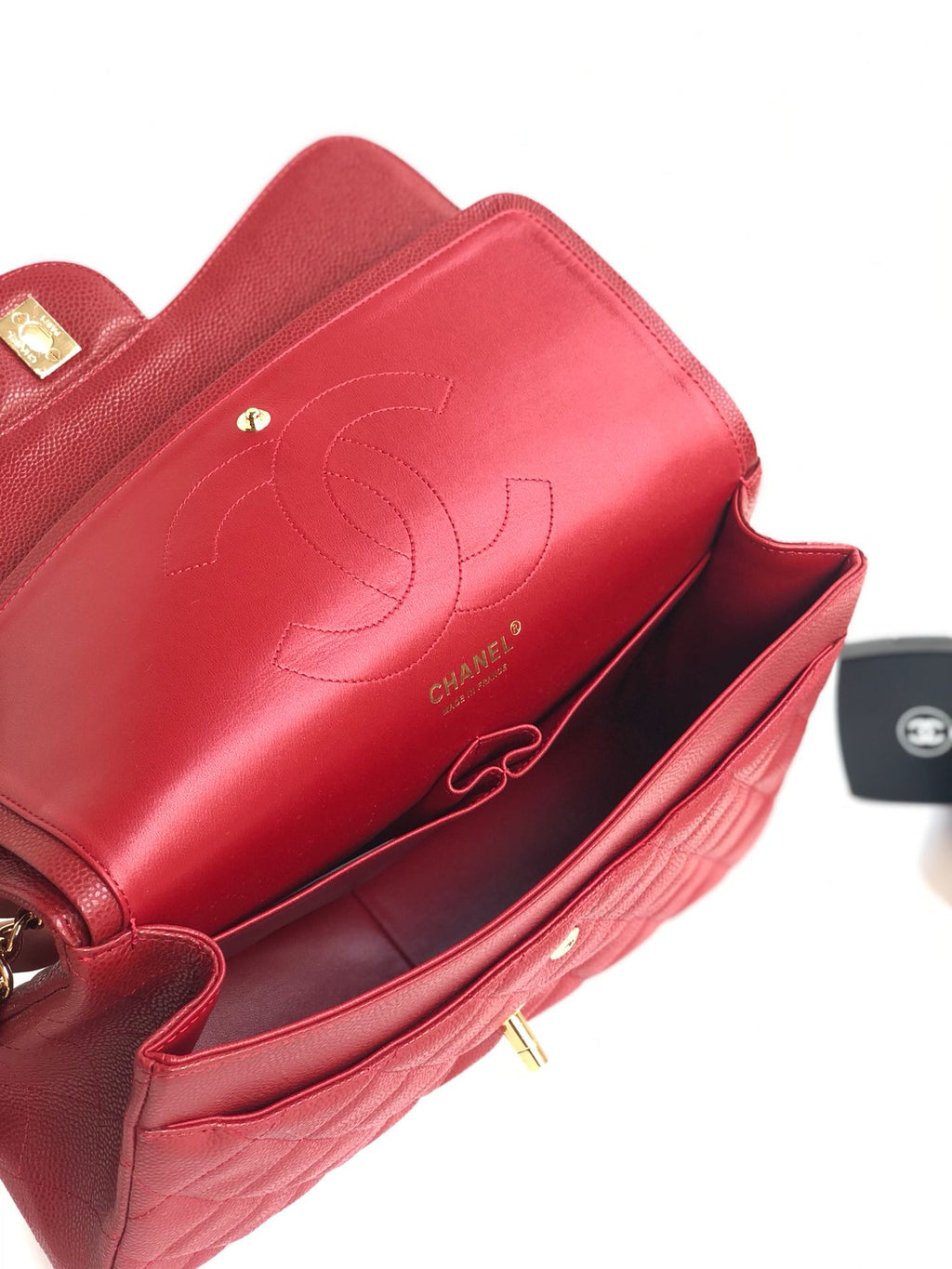 CHANEL FLAP BAG JUMBO 30CM RED CAVIAR GOLD HARDWARE