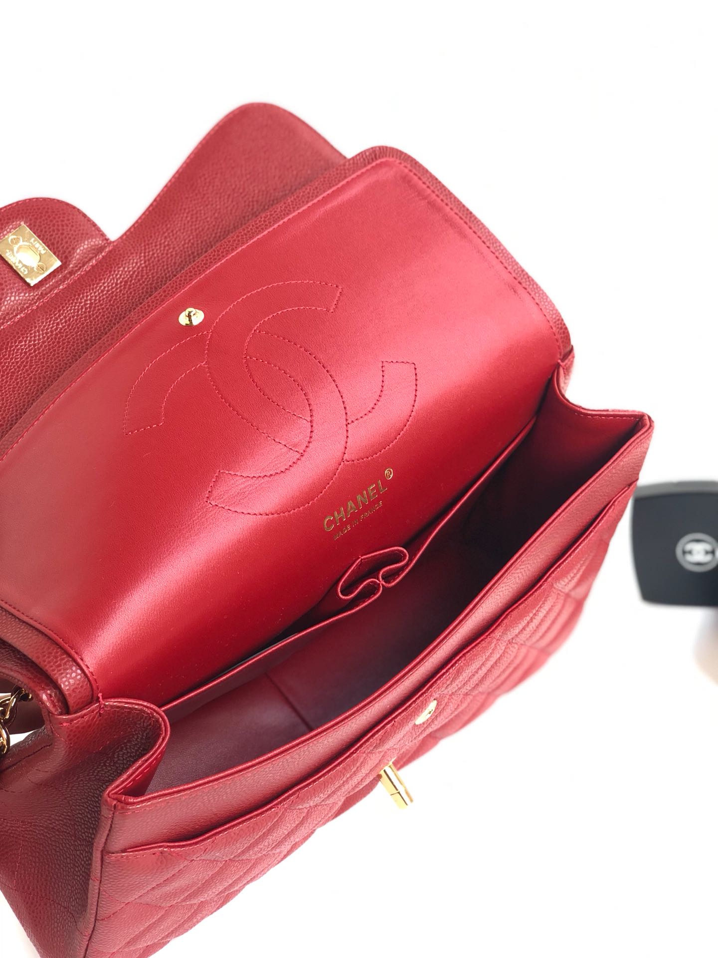 CHANEL FLAP BAG JUMBO 30CM RED CAVIAR GOLD HARDWARE