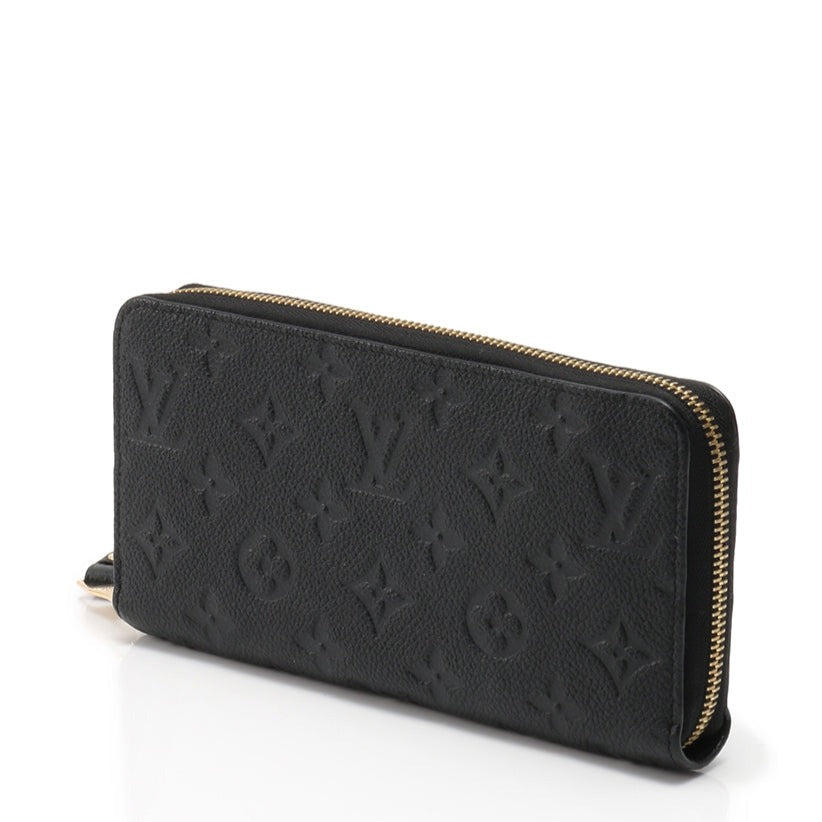 LOUIS VUITTON LV ZIPPY WALLET LONG PURSE BLACK MONOGRAM EMPREINTE LEATHER