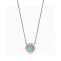 18K Tiffany Diamond & Turquoise Circle Pendant Necklace