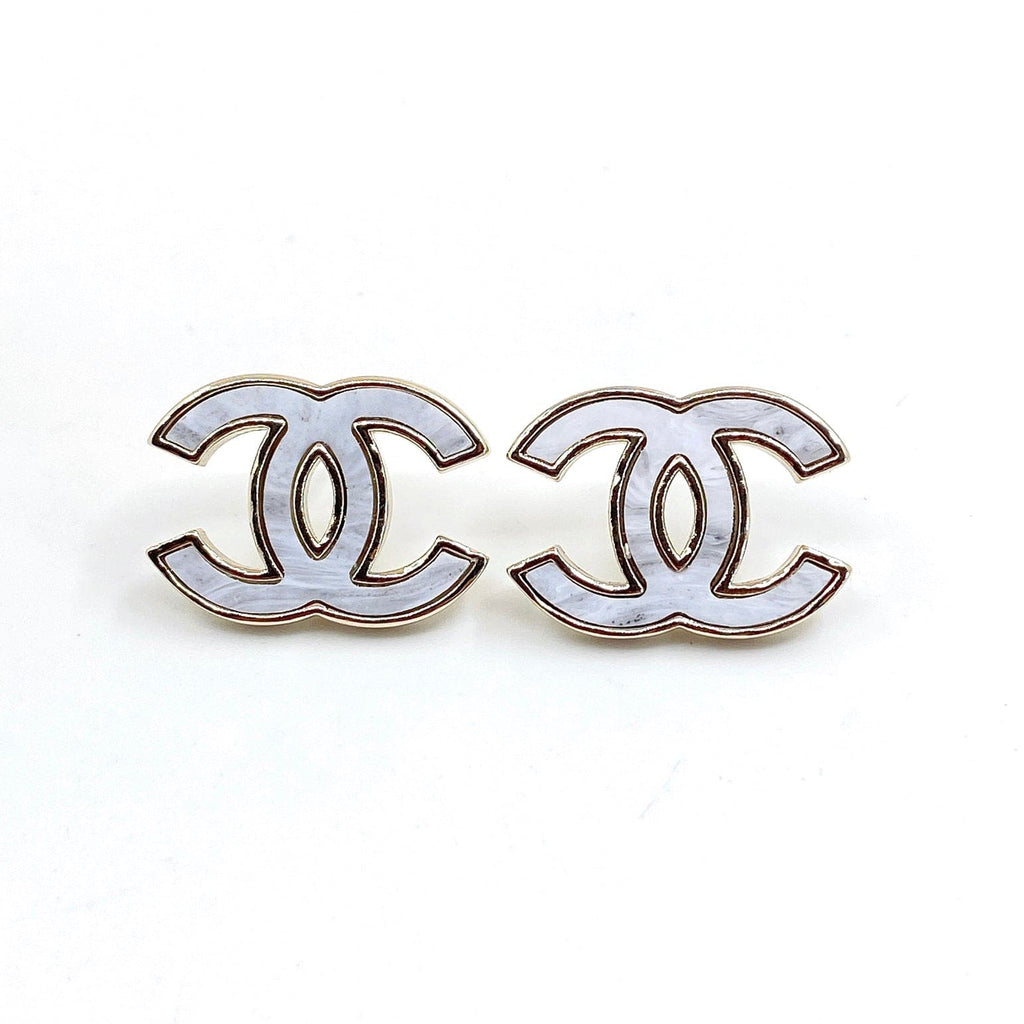 18K  Chanel Marble Earrings