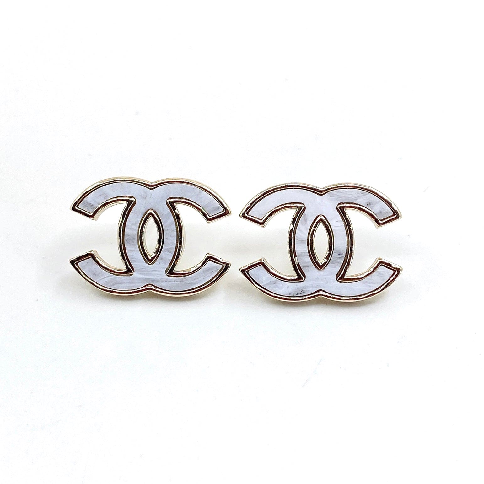 18K  Chanel Marble Earrings
