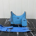 PRADA HOBO 22 BAG IN SAPPHIRE BLUE RE-NYLON