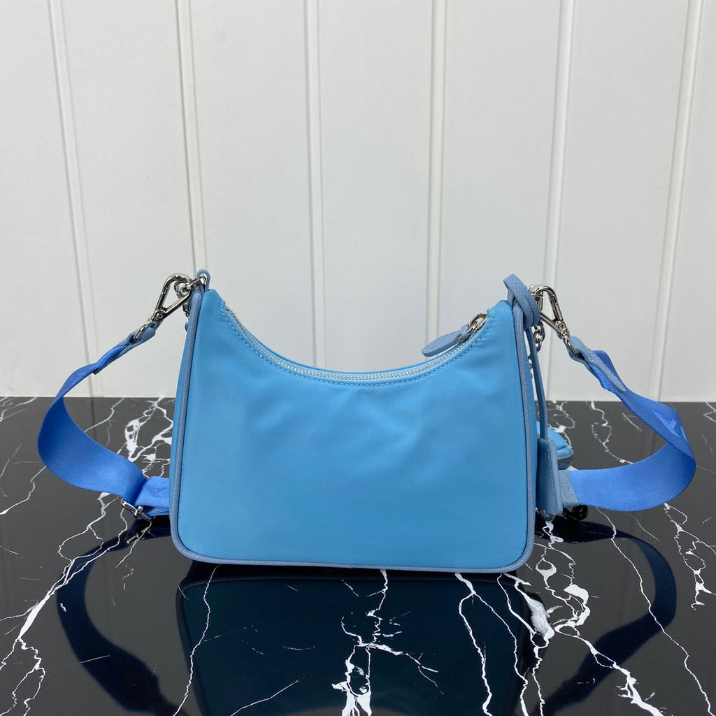 PRADA HOBO 22 BAG IN SAPPHIRE BLUE RE-NYLON