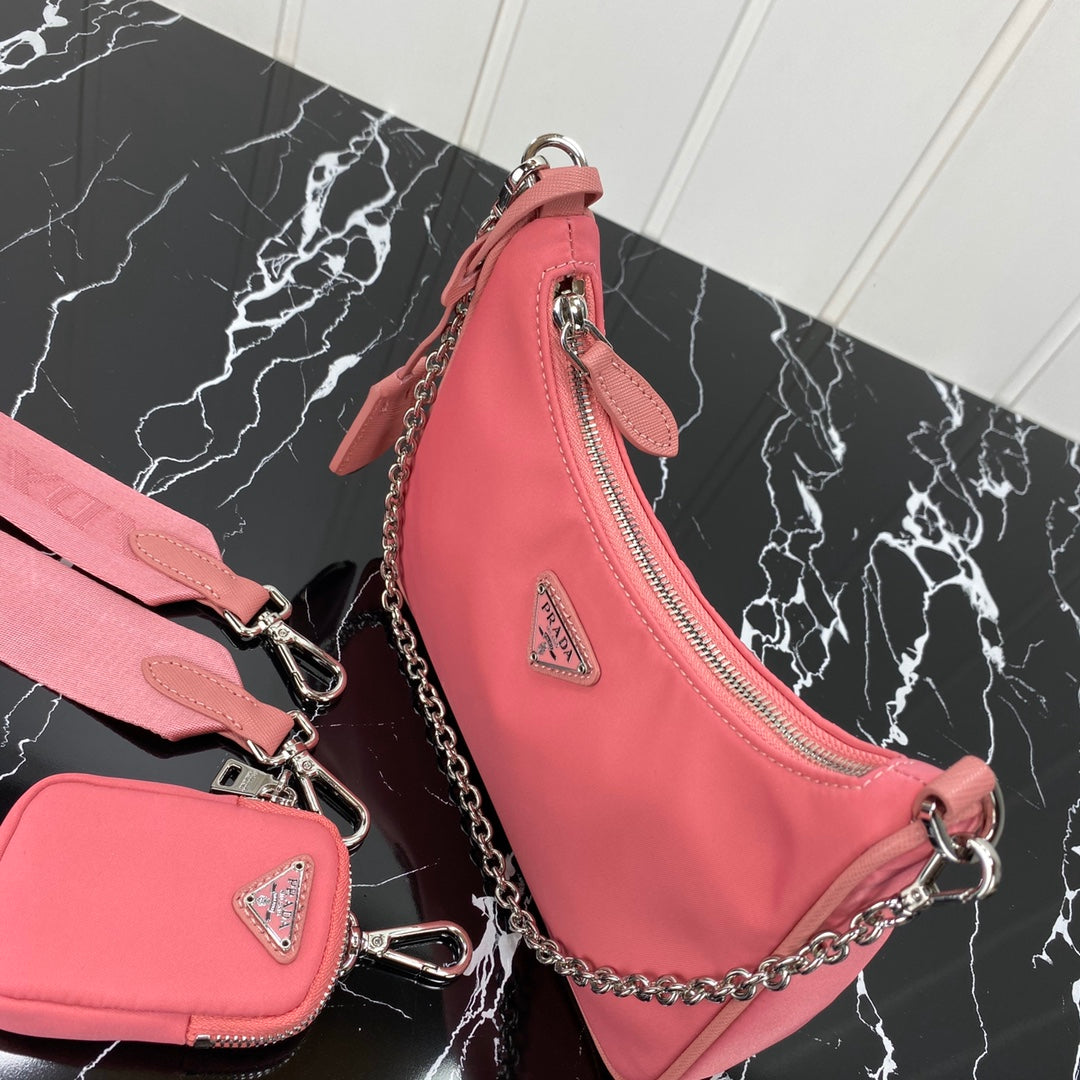 PRADA HOBO 22 BAG IN RK PINK RE-NYLON