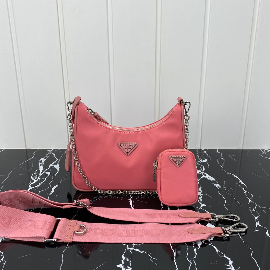 PRADA HOBO 22 BAG IN RK PINK RE-NYLON