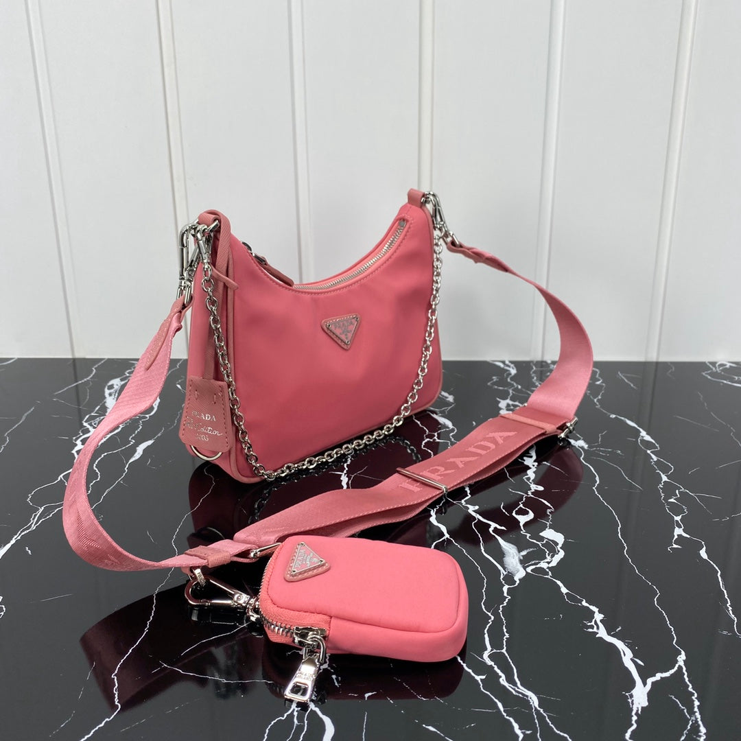 PRADA HOBO 22 BAG IN RK PINK RE-NYLON