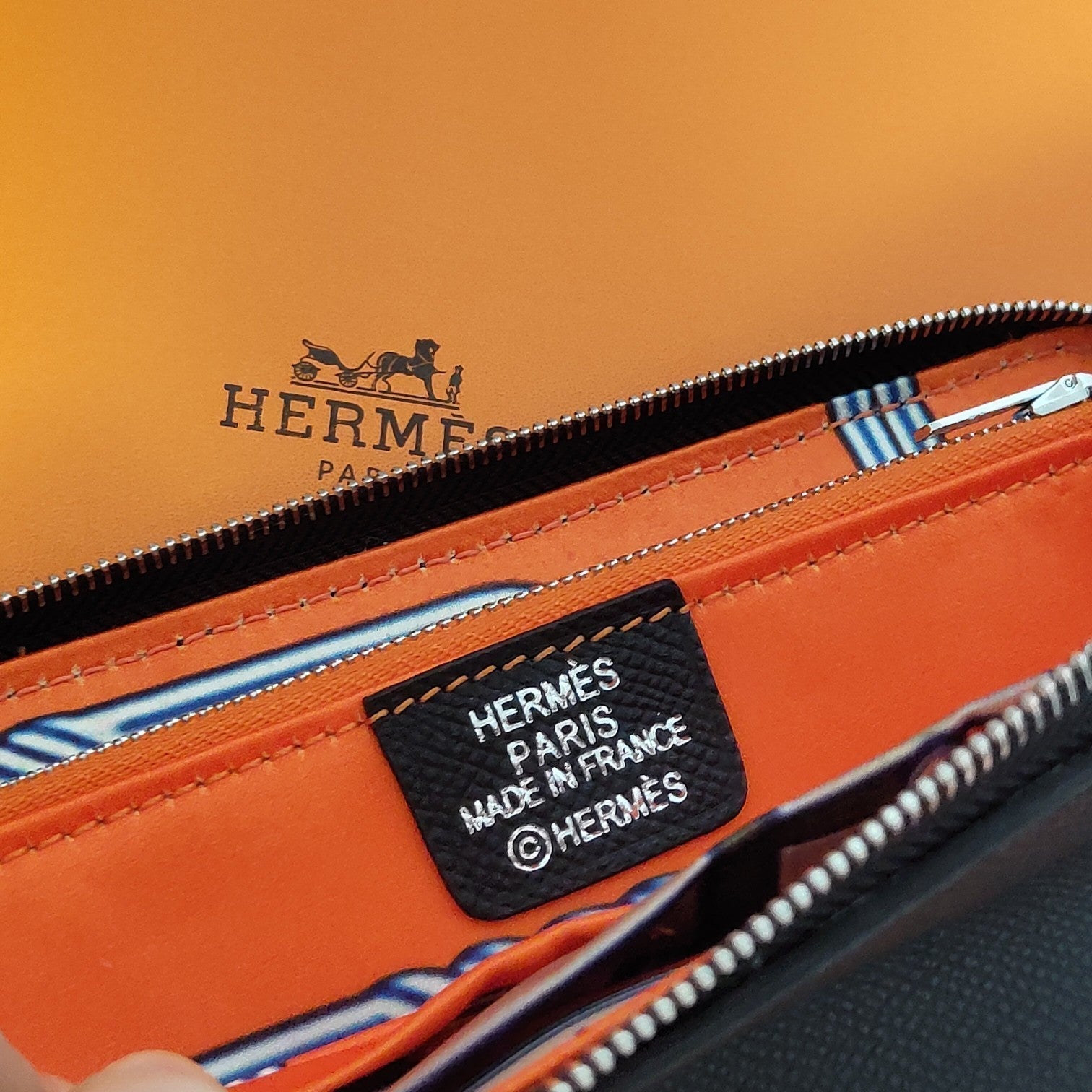 HERMES Zipper Wallet 20 Black Epsom