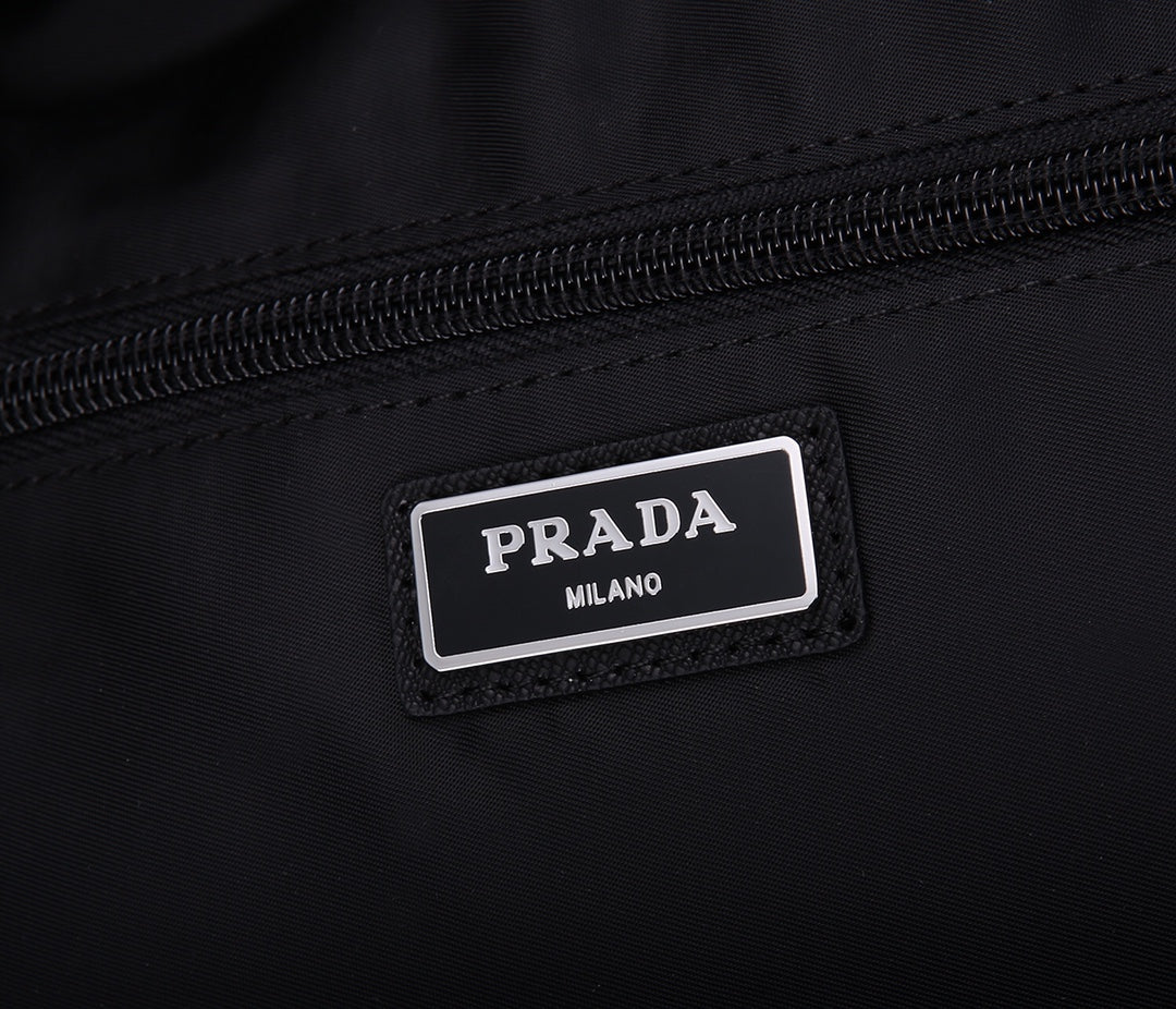 PRADA BACKPACK 39 IN BLACK RE-NYLON AND SAFFIANO LEATHER