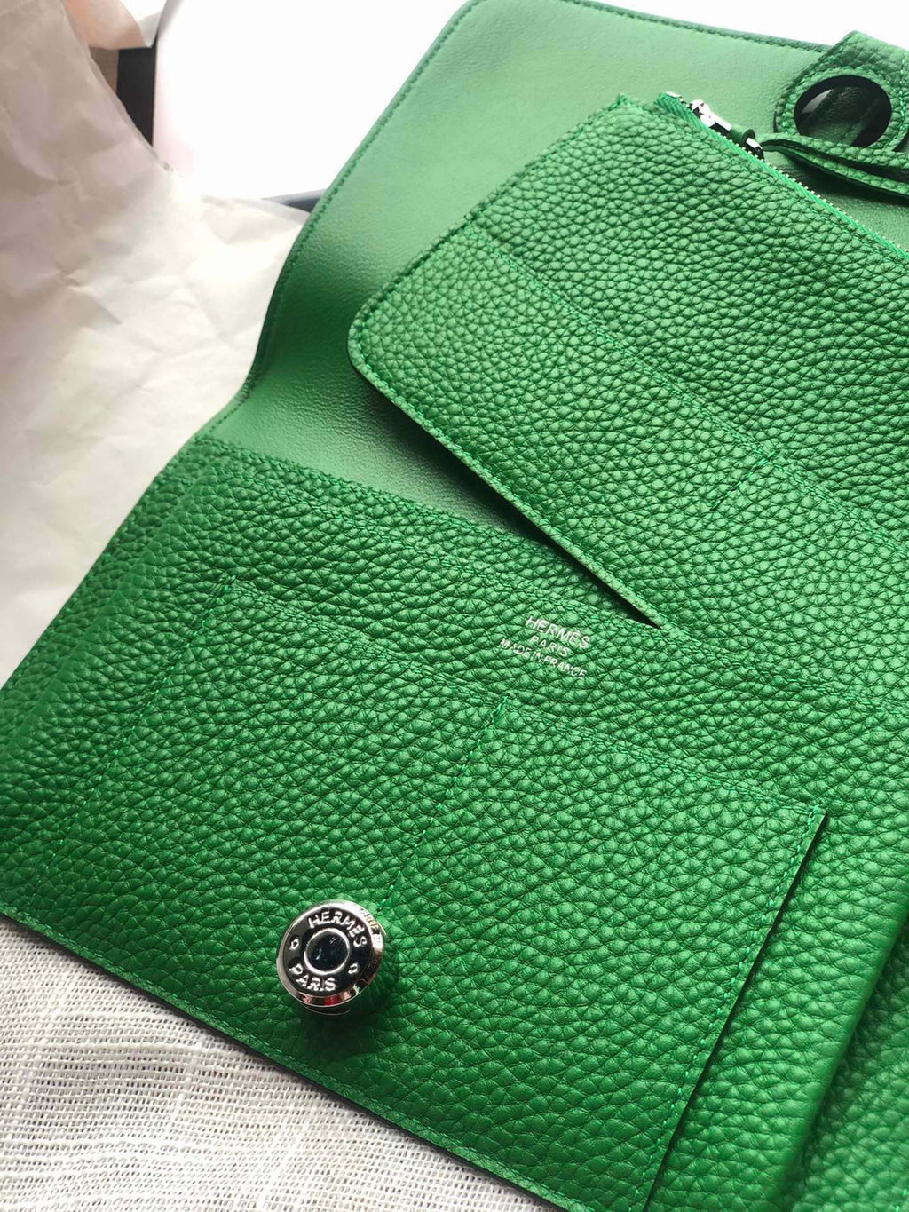 HERMES Dogon Wallet 20 Green Togo Shw