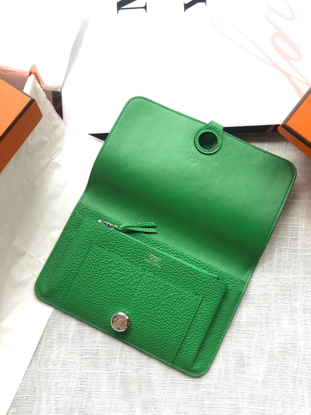 HERMES Dogon Wallet 20 Green Togo Shw