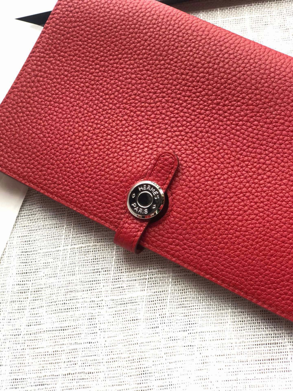 HERMES Dogon Wallet 20 Red Togo Shw