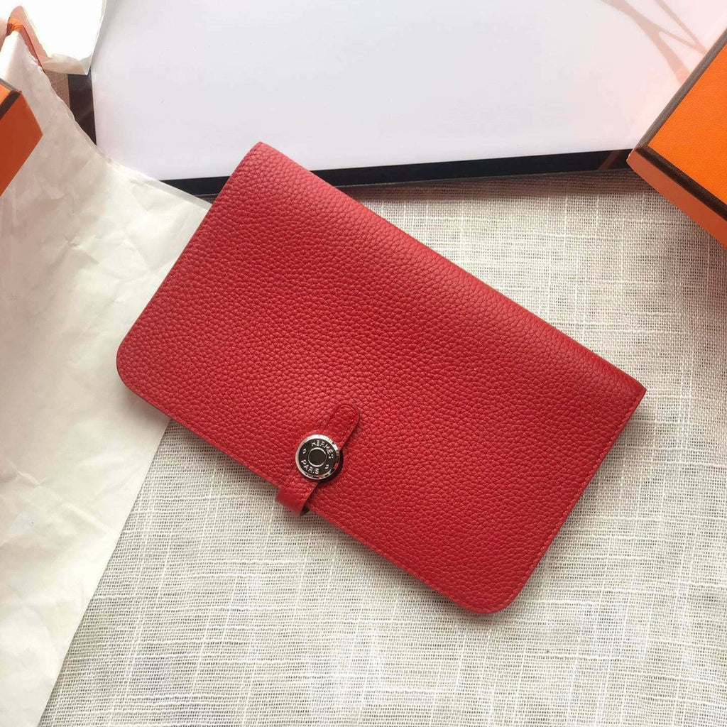 HERMES Dogon Wallet 20 Red Togo Shw
