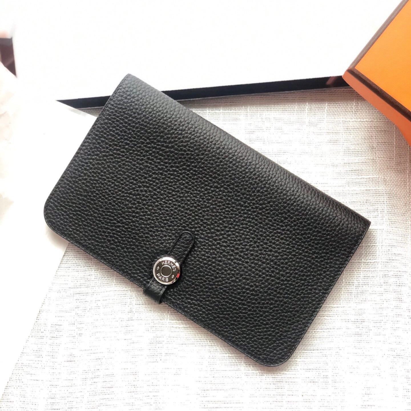 HERMES Dogon Wallet 20 Black Togo Shw